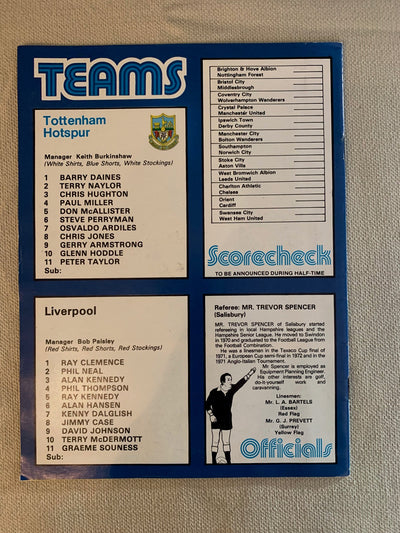 1980 - 29.03 - TOTTENHAM HOTSPUR VS LIVERPOOL