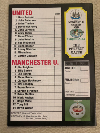 1988 - 27.10 - NEWCASTLE UNITED - MANCHESTER UNITED