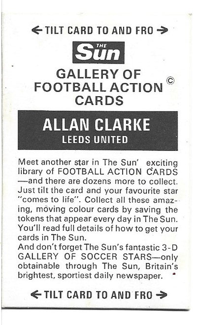 ALLAN CLARKE - LEEDS UNITED - THE SUN 3D-CARD