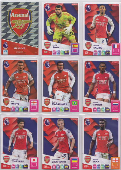 ARSENAL - KOMPLETT LAGSETT - PANINI ADRENALYN XL PREMIER LEAGUE 2024/25