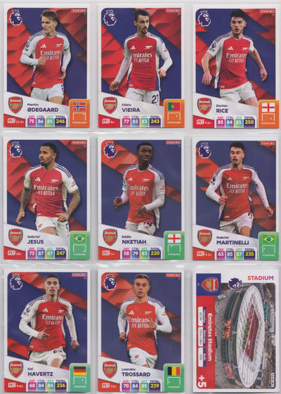 ARSENAL - KOMPLETT LAGSETT - PANINI ADRENALYN XL PREMIER LEAGUE 2024/25