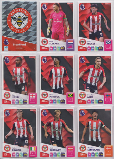 BRENTFORD - KOMPLETT LAGSETT - PANINI ADRENALYN XL PREMIER LEAGUE 2024/25