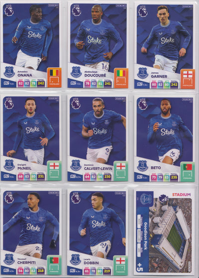 EVERTON - KOMPLETT LAGSETT - PANINI ADRENALYN XL PREMIER LEAGUE 2024/25