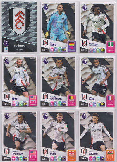 FULHAM - KOMPLETT LAGSETT - PANINI ADRENALYN XL PREMIER LEAGUE 2024/25