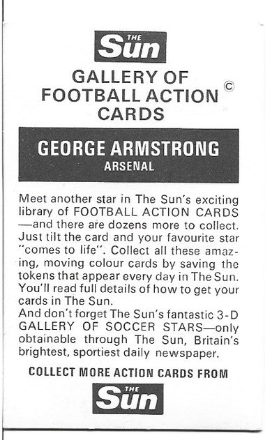GEORGE ARMSTRONG - ARSENAL - THE SUN 3D-CARD