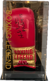 EVANDER HOLYFIELD - SIGNERT HANSKE I DISPLAY MED EKTEHETSBEVIS/COA