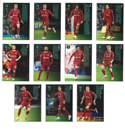 11 STK LIVERPOOL KORT FRA BASE-SETTET TIL PANINI TOP CLASS 2022/23.