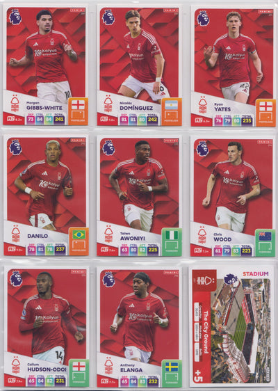 NOTTINGHAM FOREST - KOMPLETT LAGSETT - PANINI ADRENALYN XL PREMIER LEAGUE 2024/25