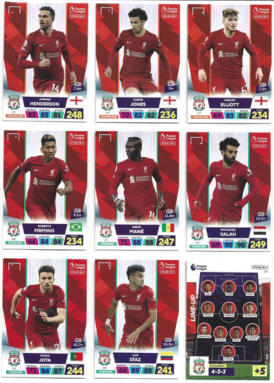 LIVERPOOL - KOMPLETT LAGSETT - PANINI ADRENALYN XL PREMIER LEAGUE 2022/23