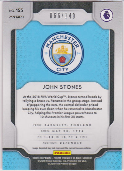 #/149-RED.  153. JOHN STONES - MANCHESTER CITY - CARD 66 OF 149