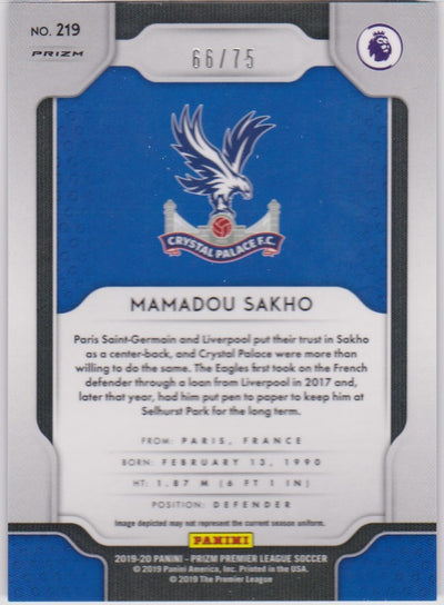 #/075-BLUE ICE.  219. MAMADOU SAKHO - CRYSTAL PALACE - CARD 66 OF 75