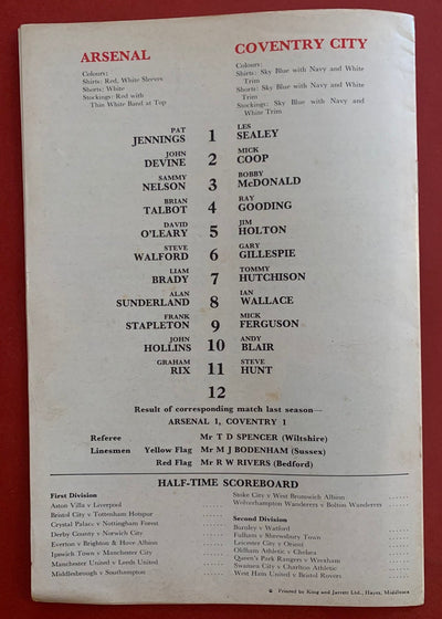 1979-8.12 - ARSENAL VS COVENTRY CITY