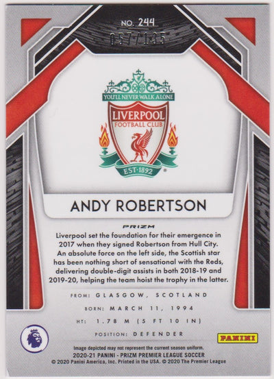 #135. RED MOJO PRIZM - 244. ANDY ROBERTSON - LIVERPOOL - CARD 57 OF 135