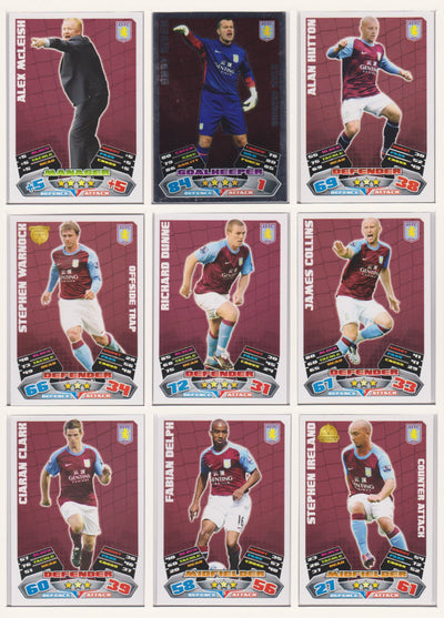 000. ASTON VILLA - KOMPLETT SETT MED TOPPS MATCH ATTAX PREMIER LEAGUE 2011/12