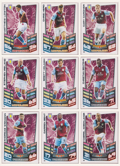 000. ASTON VILLA - KOMPLETT SETT MED TOPPS MATCH ATTAX PREMIER LEAGUE 2012/13