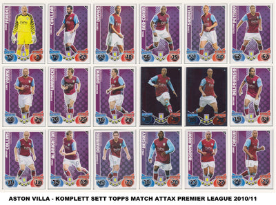 000. ASTON VILLA - KOMPLETT SETT MED TOPPS MATCH ATTAX PREMIER LEAGUE 2010/11