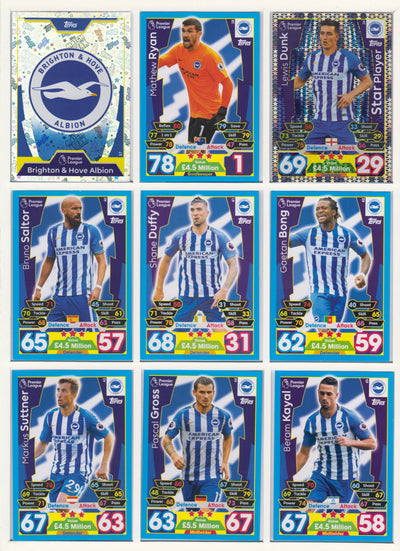 000. BRIGHTON & HOVE ALBION -  KOMPLETT SETT MED TOPPS MATCH ATTAX PREMIER LEAGUE 2017/18