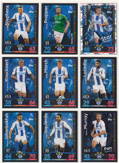 000. BRIGHTON & HOVE ALBION - KOMPLETT SETT TOPPS MATCH ATTAX PREMIER LEAGUE 2018/19