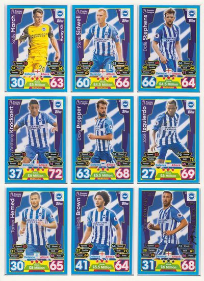 000. BRIGHTON & HOVE ALBION -  KOMPLETT SETT MED TOPPS MATCH ATTAX PREMIER LEAGUE 2017/18