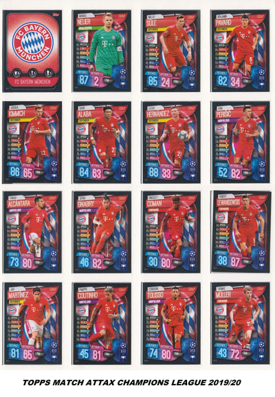 000. BAYERN MUNCHEN - KOMPLETT SETT MED TOPPS MATCH ATTAX CHAMPIONS LEAGUE 2019/20