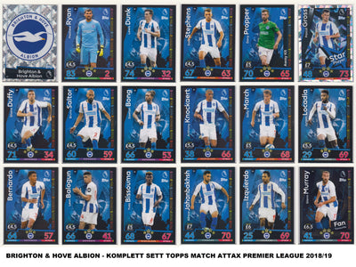 000. BRIGHTON & HOVE ALBION - KOMPLETT SETT TOPPS MATCH ATTAX PREMIER LEAGUE 2018/19