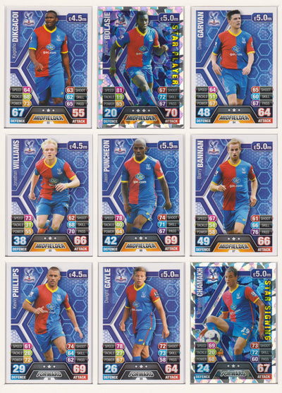 000. CRYSTAL PALACE  - KOMPLETT SETT MED TOPPS MATCH ATTAX PREMIER LEAGUE 2013/14