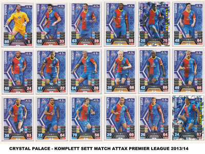 000. CRYSTAL PALACE  - KOMPLETT SETT MED TOPPS MATCH ATTAX PREMIER LEAGUE 2013/14