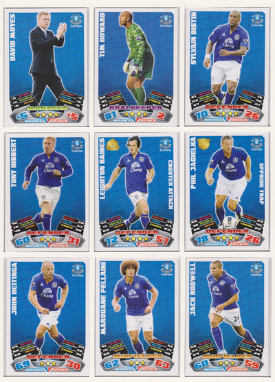 000. EVERTON - KOMPLETT SETT MED TOPPS MATCH ATTAX PREMIER LEAGUE 2011/12