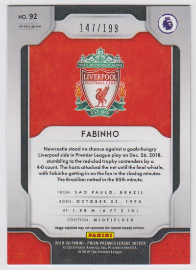 #199-BLUE. 092. FABINHO - LIVERPOOL - CARD 147 OF 199