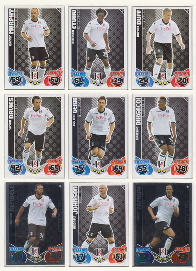 000. FULHAM - KOMPLETT SETT MED TOPPS MATCH ATTAX PREMIER LEAGUE 2010/11