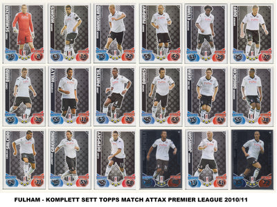 000. FULHAM - KOMPLETT SETT MED TOPPS MATCH ATTAX PREMIER LEAGUE 2010/11