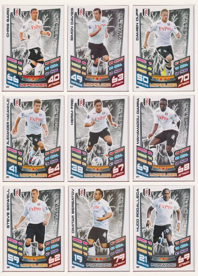 000. FULHAM - KOMPLETT SETT MED TOPPS MATCH ATTAX PREMIER LEAGUE 2012/13