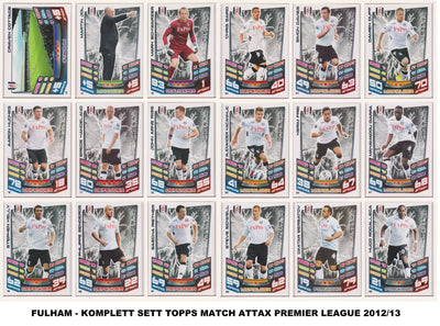 000. FULHAM - KOMPLETT SETT MED TOPPS MATCH ATTAX PREMIER LEAGUE 2012/13