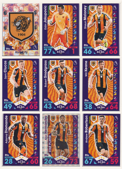 000. HULL CITY - KOMPLETT SETT MED TOPPS MATCH ATTAX PREMIER LEAGUE 2016/17