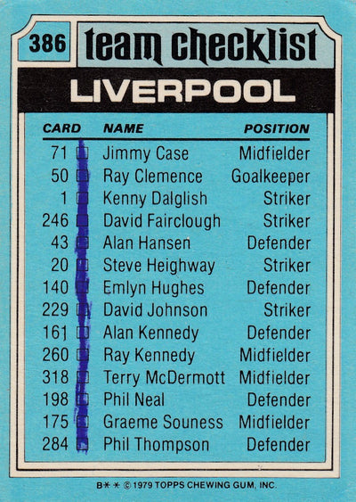 386. Liverpool - Checklist - KRYSSET