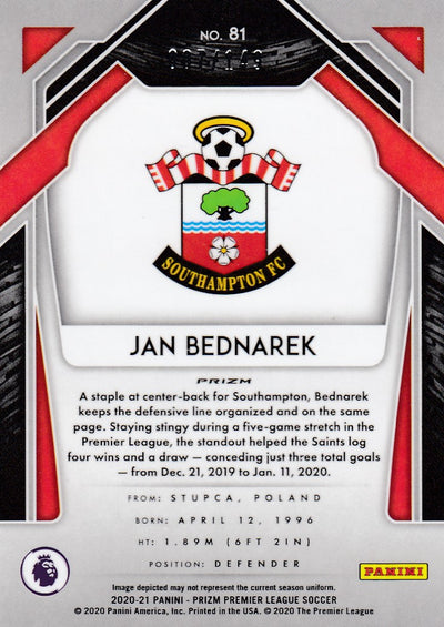 #149. RED PRIZM - 081. JAN BEDNAREK - SOUTHAMPTON - CARD 7 OF 149