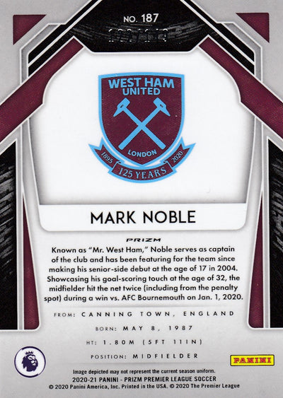 #149. RED PRIZM - 187. MARK NOBLE - WEST HAM UNITED - CARD 122 OF 149