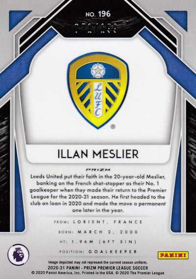 #199. BLUE PRIZM - 196. ILLAN MESLIER - LEEDS UNITED - ROOKIE - CARD 71 OF 199