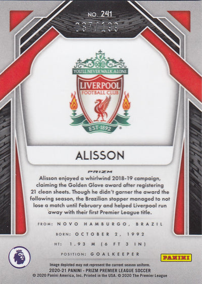 #199. BLUE PRIZM - 241. ALISSON - LIVERPOOL - CARD 37 OF 199