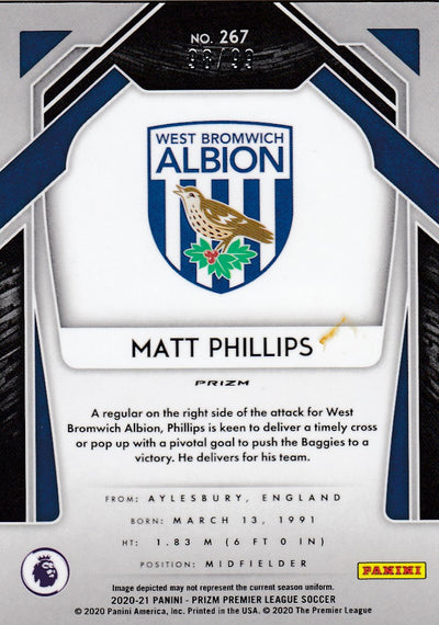 #99. BREAKAWAY VIOLET PRIZM - 267. MATT PHILLIPS - WEST BROMWICH ALBION - CARD 98 OF 99