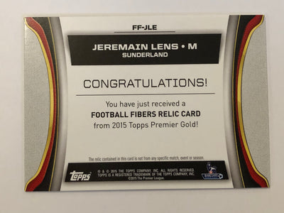 JEREMAIN LENS - TOPPS PREMIER GOLD 2015 - FOOTBALL FIBER CARD RELIC