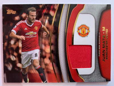 JUAN MATA - MANCHESTER UNITED - TOPPS PREMIER GOLD 2015 - FOOTBALL FIBER CARD RELIC