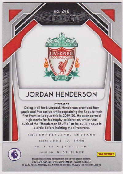 #149. RED PRIZM - 246. JORDAN HENDERSON - LIVERPOOL - CARD 94 OF 149