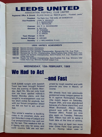 1969-12.2 - LEEDS UNITED VS IPSWICH TOWN
