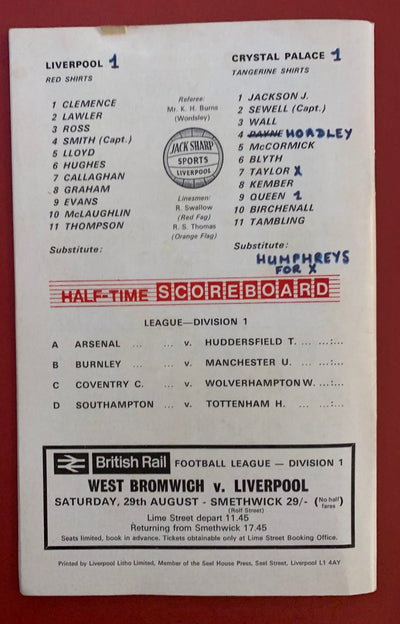 1970-25.8 - LIVERPOOL VS CRYSTAL PALACE