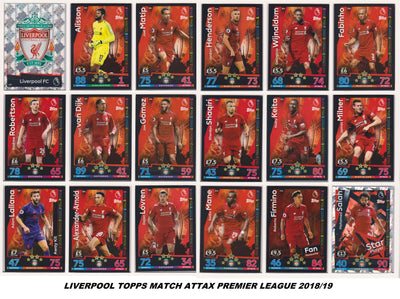 000. LIVERPOOL - KOMPLETT SETT TOPPS MATCH ATTAX PREMIER LEAGUE 2018/19