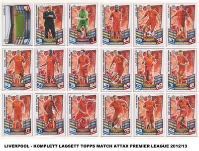 000. LIVERPOOL - KOMPLETT SETT MED TOPPS MATCH ATTAX PREMIER LEAGUE 2012/13