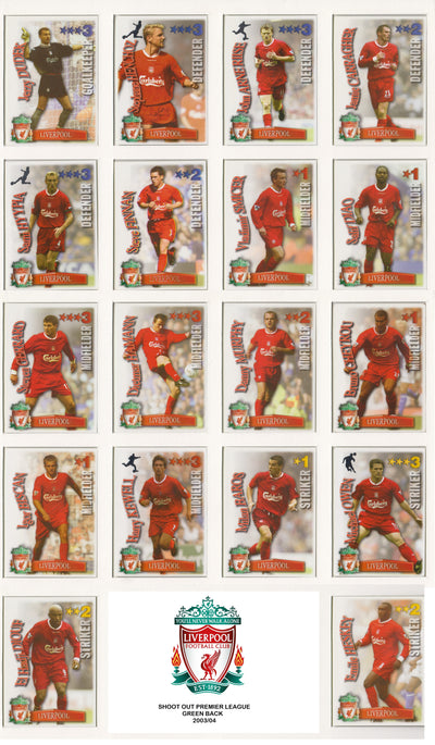 000. LIVERPOOL - KOMPLETT SETT MED SHOOT OUT PREMIER LEAGUE 2003/04