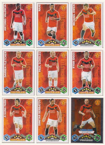 000. MANCHESTER UNITED - KOMPLETT SETT MED TOPPS MATCH ATTAX PREMIER LEAGUE 2009/10