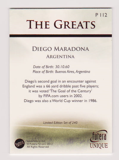 P112. DIEGO MARADONA - ARGENTINA - THE GREATS - LIMITED EDITION #240